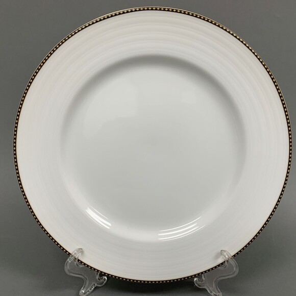 Euro Vertex Patra Dinner Plate Thailand White with Black Yellow Diamonds Trim - Picture 1 of 5